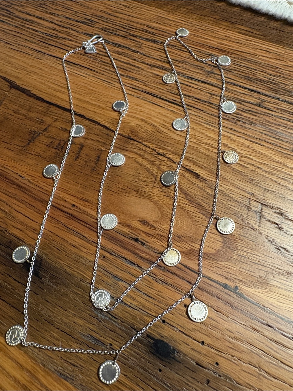 Stella & Dot Silver Coin Station Long Necklace